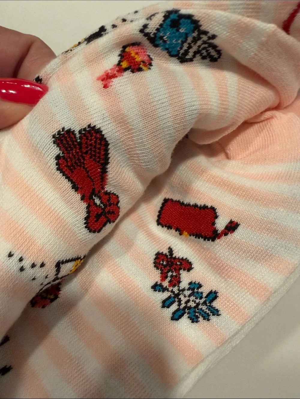 kate spade Pink Crew Socks with Playful Winter Icons
